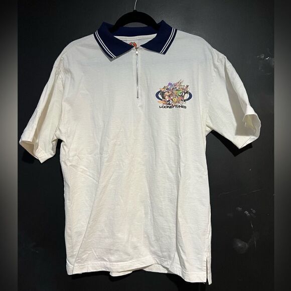Warner Bros. Other - Vintage Looney Tunes White Polo 1/4 Zip - 1998